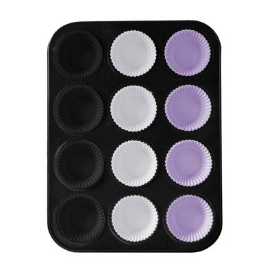 Muffin vorm/bakvorm - zwart - voor 12 muffins - siliconen coating