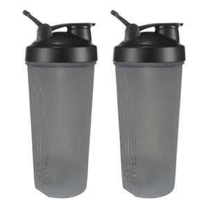 Shakebeker met RVS mixbal - 2x - kunststof - lekvrij - 600 ml