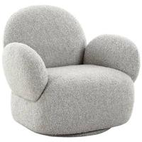 House Nordic - Draaifauteuil Bouclé Lichtgrijs - Zithoogte 42cm