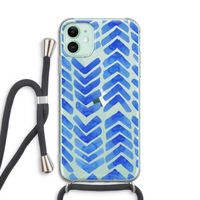 Blauwe pijlen: iPhone 11 Transparant Hoesje met koord