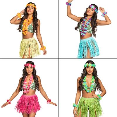 Hawaii thema verkleed kransen set - met rokje - Verkleedkleding setje - voor dames