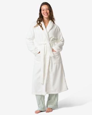 HEMA Badjas rib fleece wit (wit)