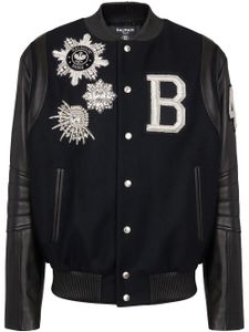 Balmain veste en cuir à capuche - Noir