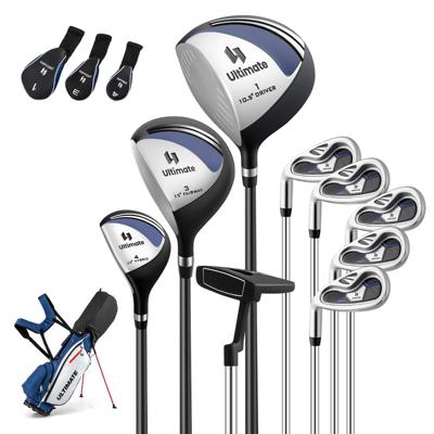 Compleet Golfclubs- en Tasset Voor Linkshandige Heren Draagbare Lichte Golfstandtas Blauw