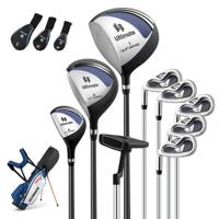 Compleet Golfclubs- en Tasset Voor Linkshandige Heren Draagbare Lichte Golfstandtas Blauw Compleet Golfclubs- en Tasset Voor Linkshandige Heren Draagbare Lichte Golfstandtas Blauw