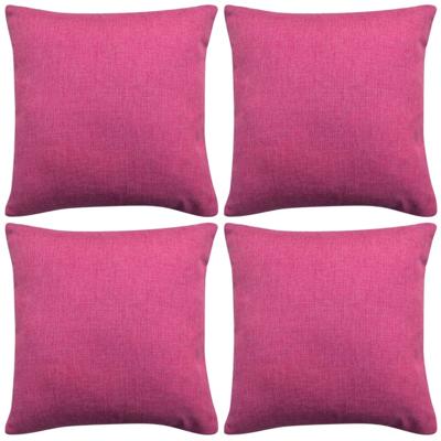 VidaXL Kussenhoezen 4 stuks linnen look roze 40x40 cm