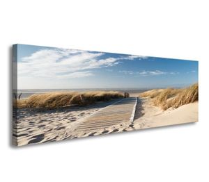 Schilderij - Noordzee, Blauw/Beige, 120X40cm, 1luik