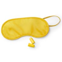 Slaapmasker geel met oordoppen - thumbnail