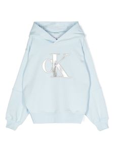 Calvin Klein Kids hoodie à motif monogrammé brodé - Bleu