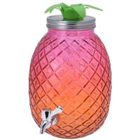 Drankdispenser - ananas - geel/roze - glas - 4,7 liter - Dranken serveren - Limonade - Water