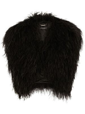 Dolce & Gabbana veste crop ornée de plumes - Noir