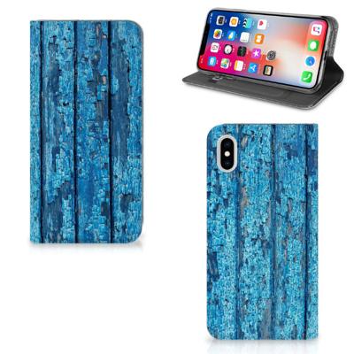 Apple iPhone Xs Max Book | Wallet Case | Wood Blue