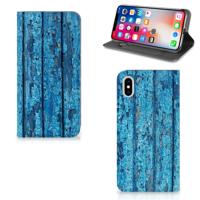 Apple iPhone Xs Max Book | Wallet Case | Wood Blue