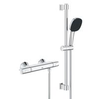 GROHE Precision Trend Doucheset - thermostatische douchekraan - met glijstangset - 60cm - vierkante handdouche - 1 straalsoort - gladde doucheslang - chroom 34237003 GROHE Precision Trend Doucheset - thermostatische douchekraan - met glijstangset - 60cm - vierkante handdouche - 1 straalsoort - gladde doucheslang - chroom 34237003