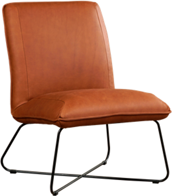 Cognac leren industriële fauteuil zonder armleuning Less - Rancho Leer Cognac (cognac leer)