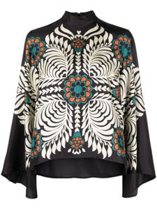 La DoubleJ blouse en soie à motif géométrique - Noir