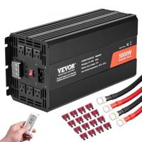 VEVOR Sinusomvormer 5000W DC 12V naar AC 230V Stroomomvormer met 2 AC-aansluitingen 2 USB-poorten 1 Type-C-poort LCD-scherm en afstandsbediening voor zware huishoudelijke apparaten