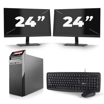 Lenovo ThinkCentre Edge 72 Tower - Intel Core i5-3e Generatie - 8GB RAM - 256GB SSD - Windows 10 + 2x 24 inch Monitor