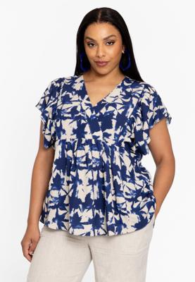Yoek Tuniek met ruches TESSA | Blauw | Maat 58/60