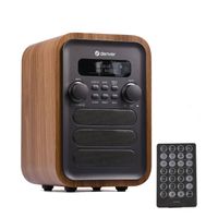 Denver DAB Radio met Bluetooth - Digitale Radio – 40 voorkeuzezenders – DAB+ / FM Radio - DAB48 – Hout/Grijs