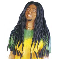 Rasta verkleed herenpruik met zwarte dreadlock   -