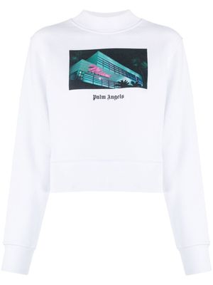 Palm Angels sweat court à imprimé graphique - Blanc