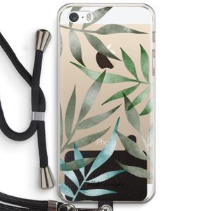 Tropical watercolor leaves: iPhone 5 / 5S / SE Transparant Hoesje met koord