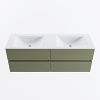 MONDIAZ VICA 140cm badmeubel onderkast Army 4 lades. Wastafel CLOUD dubbel 2 kraangaten, kleur Talc.