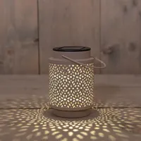 Anna&apos;s Collection Lantaarn solar LED metaal 8,5 x 8,5 x 12 cm Zand