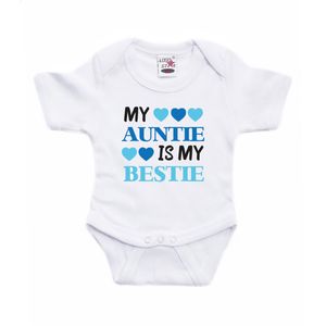 Baby rompertje - tante cadeau rompermy auntie is my bestie - wit/blauw - kraamcadeau