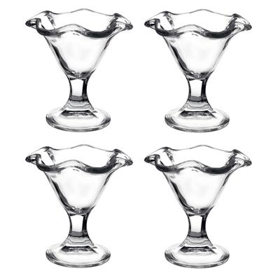 Set van 4x stuks ijs/sorbet coupes op voet - glas - 240 ml - IJscoupe glazen/schaaltjes