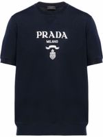 Prada pull en laine mélangée à logo intarsia - Noir