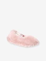 Ballerinaslofjes met pluche en elastiek rozen Ballerinaslofjes met pluche en elastiek rozen