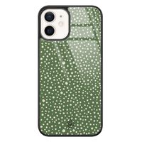 iPhone 12 glazen hardcase - Green dots