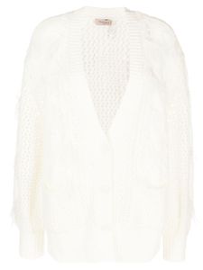 TWINSET cardigan en maille ajourée à col v - Blanc