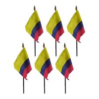 Colombia - 6x - mini vlaggetje van 10 x 15 cm op stokje - Landen vlag - H27 cm