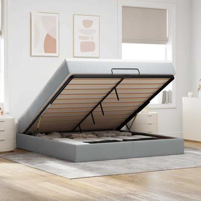 Ottoman bed met matras 180x200cm stof lichtgrijs