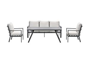 Sergio lounge diningset 4 delig carbon black / dessert