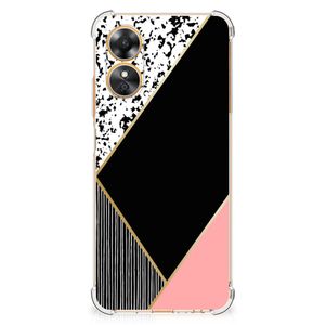 OPPO A17 Shockproof Case Zwart Roze Vormen