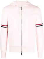 Thom Browne hoodie zippé à rayures - Rose - thumbnail