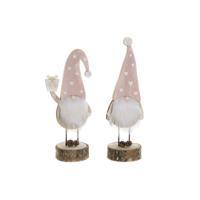 Kerstversiering DKD Home Decor Natuurlijk Licht Roze Kabouter 10 x 8 x 23,5 cm (2 Stuks)