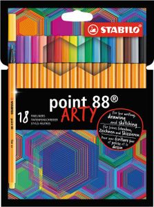 STABILO point 88, fineliner 0.4 mm, ARTY etui met 18 kleuren