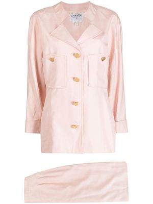 CHANEL Pre-Owned tailleur-jupe en soie à simple boutonnage (1990-2000) - Rose