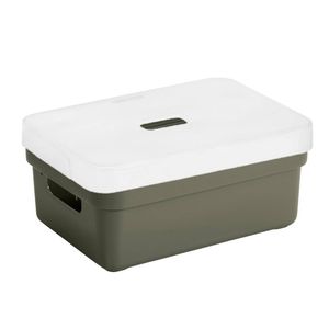 Opbergboxen/opbergmanden groen van 9 liter kunststof met transparante deksel - Opbergbox
