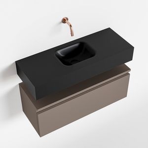 Toiletmeubel Mondiaz Andor | 80 cm | Meubelkleur Smoke | Lex vrijhangend wastafel Urban Midden | Zonder kraangat