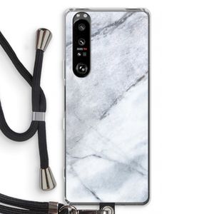 Witte marmer: Sony Xperia 1 III Transparant Hoesje met koord