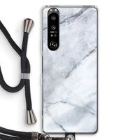 Witte marmer: Sony Xperia 1 III Transparant Hoesje met koord