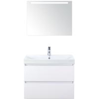 Maxx XL Badmeubelset 80 cm - Wit Hoogglans - Wastafel Just 1 Kraangat met LED Spiegel