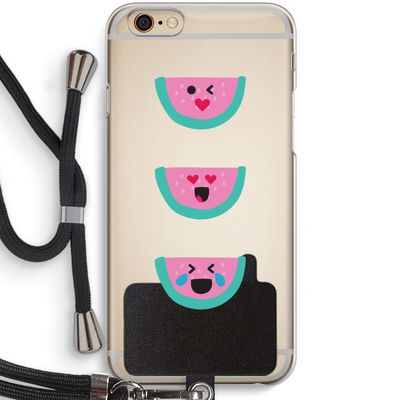 Smiley watermeloen: iPhone 6 / 6S Transparant Hoesje met koord