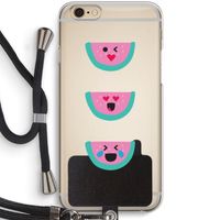 Smiley watermeloen: iPhone 6 / 6S Transparant Hoesje met koord